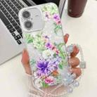 For iPhone 16 Plus Electroplating Flowers Plants Texture Wristband TPU Phone Case(Colorful Peony FL10) - 1