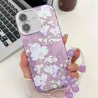 For iPhone 16 Plus Electroplating Flowers Plants Texture Wristband TPU Phone Case(Pale Purple FlowerFL11) - 1