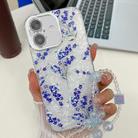 For iPhone 16 Plus Electroplating Flowers Plants Texture Wristband TPU Phone Case(Blue Flower FL13) - 1