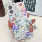 For iPhone 16 Plus Electroplating Flowers Plants Texture Wristband TPU Phone Case(Peony FL14) - 1