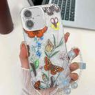 For iPhone 16 Plus Electroplating Flowers Plants Texture Wristband TPU Phone Case(Butterfly Love Flower FL17) - 1