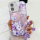 For iPhone 16 Electroplating Flowers Plants Texture Wristband TPU Phone Case(Azalea FL4) - 1