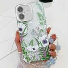 For iPhone 16 Electroplating Flowers Plants Texture Wristband TPU Phone Case(Green Plants FL5) - 1