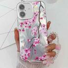 For iPhone 16 Electroplating Flowers Plants Texture Wristband TPU Phone Case(Plum Flower FL6) - 1
