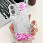 For iPhone 16 Electroplating Flowers Plants Texture Wristband TPU Phone Case(Sakura FL12) - 1