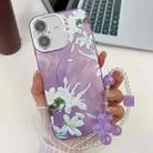 For iPhone 16 Electroplating Flowers Plants Texture Wristband TPU Phone Case(Gardenia FL15) - 1