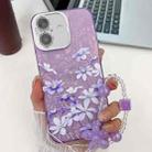 For iPhone 16 Electroplating Flowers Plants Texture Wristband TPU Phone Case(Lilac Flowers FL16) - 1