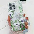 For iPhone 15 Pro Max Electroplating Flowers Plants Texture Wristband TPU Phone Case(Green Plants FL5) - 1