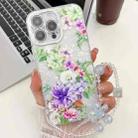 For iPhone 15 Pro Max Electroplating Flowers Plants Texture Wristband TPU Phone Case(Colorful Peony FL10) - 1