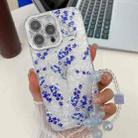 For iPhone 15 Pro Max Electroplating Flowers Plants Texture Wristband TPU Phone Case(Blue Flower FL13) - 1