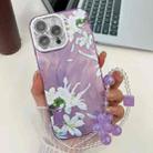 For iPhone 15 Pro Max Electroplating Flowers Plants Texture Wristband TPU Phone Case(Gardenia FL15) - 1