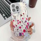 For iPhone 15 Pro Electroplating Flowers Plants Texture Wristband TPU Phone Case(Carnation FL7) - 1