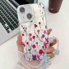 For iPhone 15 Electroplating Flowers Plants Texture Wristband TPU Phone Case(Carnation FL7) - 1