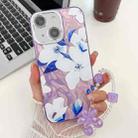 For iPhone 15 Electroplating Flowers Plants Texture Wristband TPU Phone Case(Bougainvillea FL8) - 1