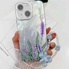 For iPhone 14 Electroplating Flowers Plants Texture Wristband TPU Phone Case(Lavender FL3) - 1