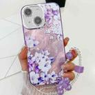 For iPhone 14 Electroplating Flowers Plants Texture Wristband TPU Phone Case(Azalea FL4) - 1