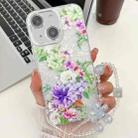 For iPhone 14 Electroplating Flowers Plants Texture Wristband TPU Phone Case(Colorful Peony FL10) - 1