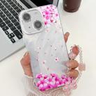 For iPhone 14 Electroplating Flowers Plants Texture Wristband TPU Phone Case(Sakura FL12) - 1