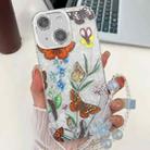 For iPhone 14 Electroplating Flowers Plants Texture Wristband TPU Phone Case(Butterfly Love Flower FL17) - 1