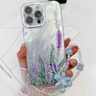 For iPhone 14 Pro Max Electroplating Flowers Plants Texture Wristband TPU Phone Case(Lavender FL3) - 1