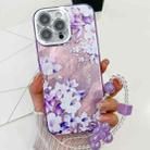 For iPhone 13 Pro Max Electroplating Flowers Plants Texture Wristband TPU Phone Case(Azalea FL4) - 1
