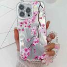 For iPhone 13 Pro Max Electroplating Flowers Plants Texture Wristband TPU Phone Case(Plum Flower FL6) - 1