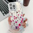 For iPhone 13 Pro Max Electroplating Flowers Plants Texture Wristband TPU Phone Case(Carnation FL7) - 1