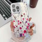 For iPhone 13 Pro Electroplating Flowers Plants Texture Wristband TPU Phone Case(Carnation FL7) - 1