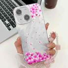 For iPhone 13 Electroplating Flowers Plants Texture Wristband TPU Phone Case(Sakura FL12) - 1