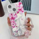 For iPhone 13 Electroplating Flowers Plants Texture Wristband TPU Phone Case(Peach Blossom FL18) - 1