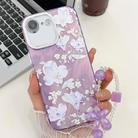 For iPhone 16e Electroplating Flowers Plants Texture Wristband TPU Phone Case(Pale Purple FlowerFL11) - 1