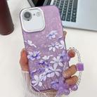 For iPhone 16e Electroplating Flowers Plants Texture Wristband TPU Phone Case(Lilac Flowers FL16) - 1