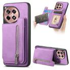 For OnePlus Ace 3 5G / 12R 5G Retro MagSafe Zipper Wallet Card Bag Back Phone Case(Purple) - 1