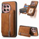 For OnePlus Ace 3 5G / 12R 5G Retro MagSafe Zipper Wallet Card Bag Back Phone Case(Brown) - 1