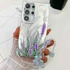 For Samsung Galaxy S25 Ultra 5G Electroplating Flowers Plants Texture Wristband TPU Phone Case(Lavender FL3) - 1