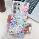 For Samsung Galaxy S25 Ultra 5G Electroplating Flowers Plants Texture Wristband TPU Phone Case(Peony FL14) - 1