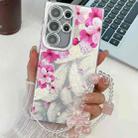 For Samsung Galaxy S25 Ultra 5G Electroplating Flowers Plants Texture Wristband TPU Phone Case(Peach Blossom FL18) - 1