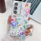 For Samsung Galaxy A16 5G Electroplating Flowers Plants Texture Wristband TPU Phone Case(Peony FL14) - 1
