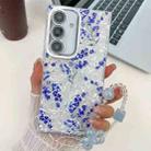 For Samsung Galaxy S24 FE 5G Electroplating Flowers Plants Texture Wristband TPU Phone Case(Blue Flower FL13) - 1