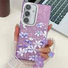 For Samsung Galaxy S24 FE 5G Electroplating Flowers Plants Texture Wristband TPU Phone Case(Lilac Flowers FL16) - 1