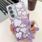 For Samsung Galaxy A35 5G Electroplating Flowers Plants Texture Wristband TPU Phone Case(Pale Purple FlowerFL11) - 1