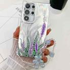 For Samsung Galaxy S24 Ultra 5G Electroplating Flowers Plants Texture Wristband TPU Phone Case(Lavender FL3) - 1