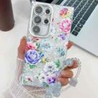 For Samsung Galaxy S24 Ultra 5G Electroplating Flowers Plants Texture Wristband TPU Phone Case(Peony FL14) - 1