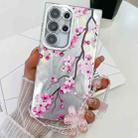 For Samsung Galaxy S23 Ultra 5G Electroplating Flowers Plants Texture Wristband TPU Phone Case(Plum Flower FL6) - 1