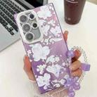 For Samsung Galaxy S23 Ultra 5G Electroplating Flowers Plants Texture Wristband TPU Phone Case(Pale Purple FlowerFL11) - 1