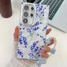 For Samsung Galaxy S23 Ultra 5G Electroplating Flowers Plants Texture Wristband TPU Phone Case(Blue Flower FL13) - 1
