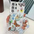 For Samsung Galaxy S23 Ultra 5G Electroplating Flowers Plants Texture Wristband TPU Phone Case(Butterfly Love Flower FL17) - 1