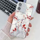 For iPhone 16 Plus Electroplating Flower Texture TPU Phone Case(Red Plum Blossom SH2) - 1