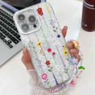 For iPhone 16 Pro Max Electroplating Flower Texture Wristband TPU Phone Case(Yellow Wildflower SH6) - 1