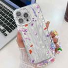 For iPhone 16 Pro Electroplating Flower Texture Wristband TPU Phone Case(Purple Wildflowers SH1) - 1